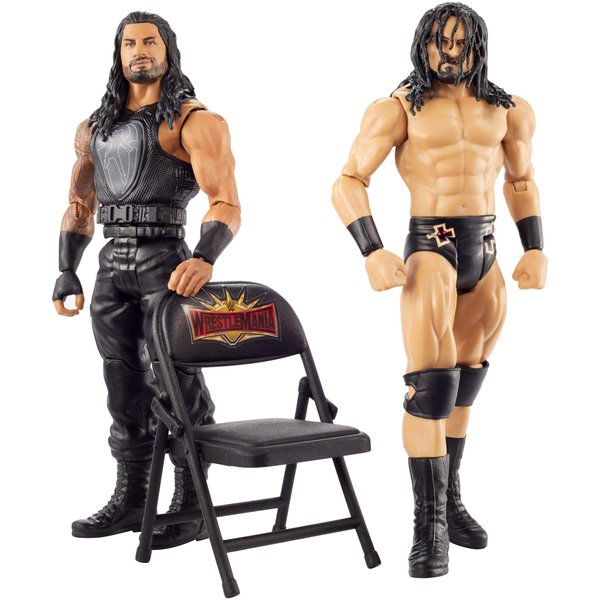 WWE Roman Reigns & Drew McIntyre Wrestlemania 35 Battle Pack Two Rival 6-inch (15.24) Action Figures with Articulation, Life-Like Detail, Authentic Ring Gear, 2 Chair Accessories