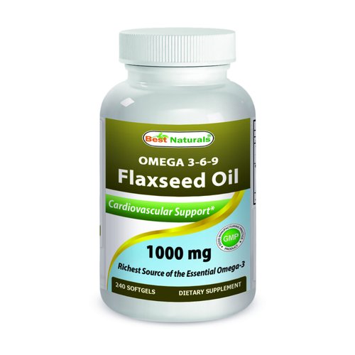 Best Naturals Flaxseed Oil 1000 mg 240 Softgels - Omega-3-6-9 for Heart Health