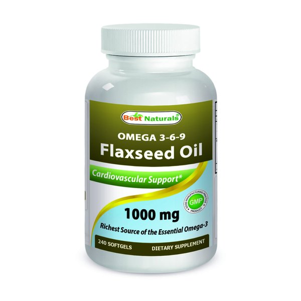 Best Naturals Flaxseed Oil 1000 mg 240 Softgels - Omega-3-6-9 for Heart Health