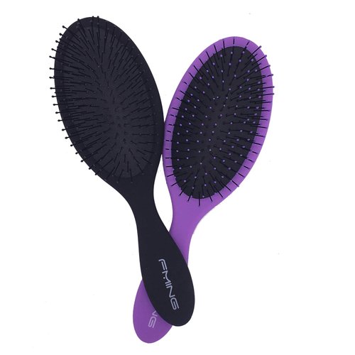 Detangling Hair Brush, Painless No Tangle Comb for Women Men Kids, Detangler Brush for All Hair Types, Wet and Dry, Thin, Thick, Curly, Straight, Long, Short, Hair Brushes Set of 2 (Black Purple)