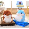 YunNasi Plush Hamster Stuffed Animal Toys Hamster Throw Pillow with Blanket 19.7 Inches Grey