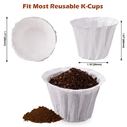 Disposable Paper Coffee Filters, Keurig K Cup Paper Filters for Keurig Single Brewer Reusable Cups, K-cup Coffee Pods, Fits All Brands Reusable K Cups (500)