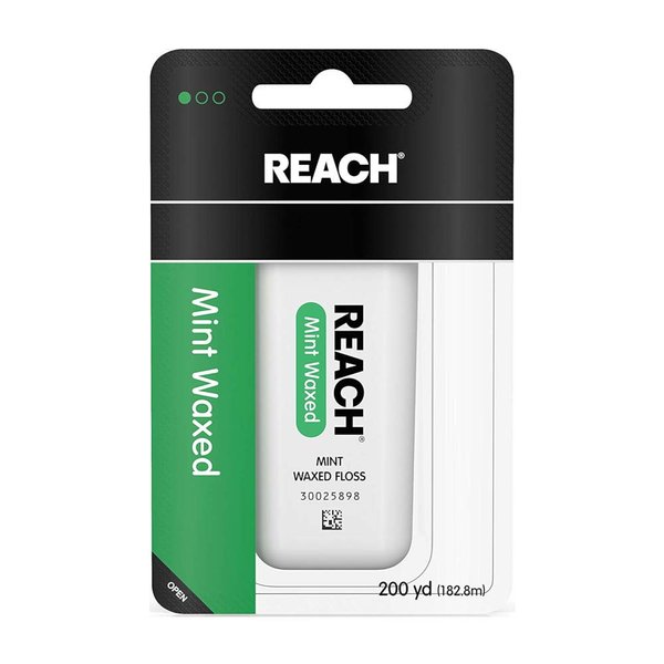 Reach Waxed Dental Floss for Plaque and Food Removal, Refreshing Mint Flavor, 220 Yards