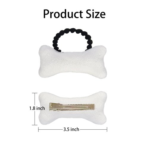 4PC Bone Hair Clips Elastic Tie White Bone Barrettes, Halloween Costume Accessories Plush Hairpins Hair Tie