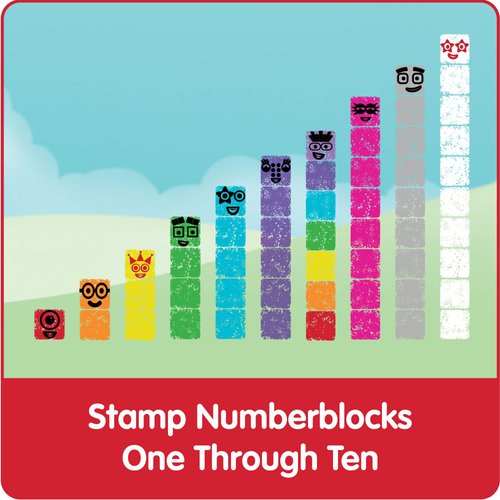 hand2mind Numberblocks Stampoline Park Stamp Activity Set, 20 Kids Stamps, 12 Washable Ink Pads, Number Toys, Preschool Learning Activities, Math Toys, Toddler Counting Toys, Birthday Gifts for Kids