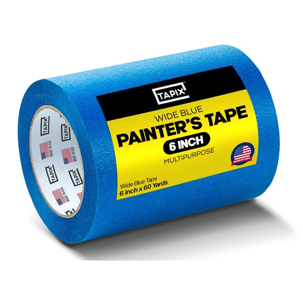 Wide Blue Painters Tape, 6 inch x 60 Yards, 3D Printing Tape, Easy Clean Removal up to 21 Days, Masking Tape