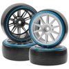 HIRCQOO 1/10 RC Hard Plastic Drift Tires & Wheel Rims 12mm Hex 10-Spoke Compatible with HSP HPI Tamiya TT01 TT02 Kyosho Traxxas 4-Tec 2.0 Himoto Redcat Racing 1/10 On-Road RC Drift Drifting Car
