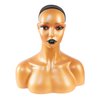 Studio Limited 16" Realistic PVC Mannequin Head with Shoulders Upper Body Female Manikin Head Bust Makeup&Eyelashes Display for Wigs, Hats, Scarves, jewerly (Gold)