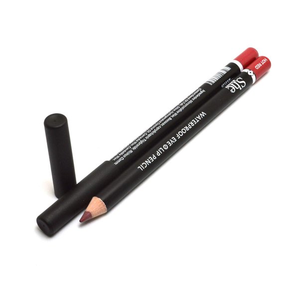 She Makeup 2pcs x WP01 HOT RED WaterProof Eye & Lip Liner Pencil Eyeliner Lipliner 0.04 oz / 1.2g + Zipper Bag
