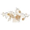 AW BRIDAL Bridal Hair Comb Pearl Flower Wedding Hair Pieces for Bride Hair Accessories Wedding Hair Comb Clips (Gold)
