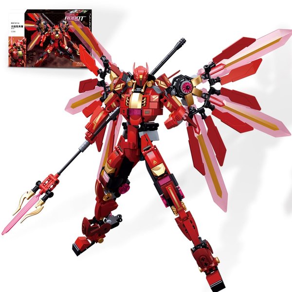 Sluban Samurai Mech Building Set, Light Lance Mecha Warriors Building Kit with Trident, Creative Collectible Toy for Adults Man Teens Boys 8+, Compatible with Lego Mech Set, 511 PCS