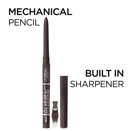 L'Oreal Paris Makeup Infallible Never Fail Original Mechanical Pencil Eyeliner with Built in Sharpener, Brown, 0.008 oz.