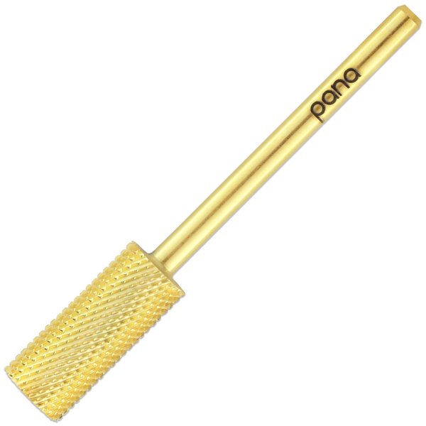 PANA Flat Top Small Barrel 3/32" Shank Size - (Gold, Fine Grit) - Fast remove Acrylic or Hard Gel Nail Drill Bit for Manicure Pedicure Salon Professional or Beginner