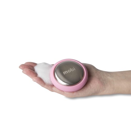 Mobi Odor Remover Steel Soap Bar and Vegetable Brush, Pink