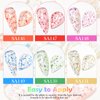 Flower Glitter Gel Nail Polish Set - 6 Pcs Diamond Sequins Style Gold Blue Green Clear Pink Jelly Gel Nail Polish Set with Flower, Crystal Transparent Gel Polish Nail Art Manicure Kit