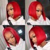 Pre Plucked HD Transparent 13X4 Straight Red Blunt Cut Bob Wig Human Hair Lace Frontal Wig With Baby Hair Natural Hairline Glueless 100% Unprocessed Human Hair Red Bob Wigs Lace Front With Black Women