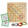 Wooden Geoboard with Rubber Bands Graphical Math Pattern Blocks Geo Board - Montessori Educational Toy for Kids with Pattern Cards and Rubber Bands Create Figures Shape STEM Puzzle Matrix Brain Teaser