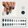 24Pcs St. Patrick’s Day Press On Nails Short Fake Nails Oval Nails Press Ons Acrylic Nails Full Cover False Nails With Shamrock Designs Green Glitter Glue On Nails Stick On Nails For Women