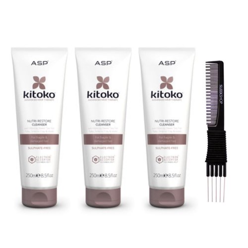 yper Asp Kitoko Nutri-Restore Cleanser (8.5 oz) with Teasing Comb Pack 2
