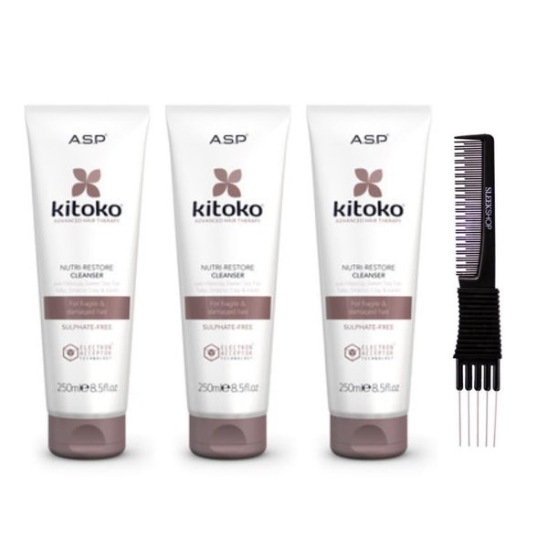 yper Asp Kitoko Nutri-Restore Cleanser (8.5 oz) with Teasing Comb Pack 2