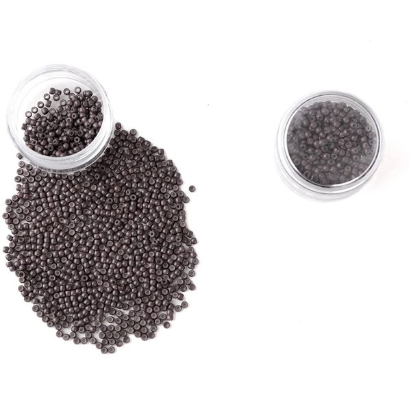 Silicone Copper Nano Beads Micro Link Tube Rings for wig Hair extensions (500Pcs, Brown)