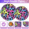 96Pcs Neon Rainbow Leopard Birthday Party Supplies Cheetah Party Plates and Napkins Neon Rainbow Leopard Party Disposable Tableware Decorations for Neon Baby Shower Party Favors for 24 Guests