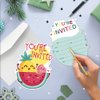 Cusrtyh 15 Sheets Fruits Party Invitations card with with 15 Envelopes，Fruity theme Birthday Party Invitations card ，Kids Party Celebration Invitations card，Girls Boys Birthday Party Supplies
