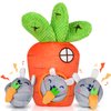 Globright Hide and Seek Squeaky Dog Plush Toy Carrot and Bunny Set, 4 Pack Dog Puzzle Toys for Training and Cleaning, Interactive Tough Dog Toy for Small Medium Dogs