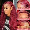 28inch Lace Front Wigs Human Hair 13x4 Full Lace Burgundy Lace Front Wigs Human Hair Deep Wave Human Hair Wig 200 Density Wet and Wavy Human Hair Lace Front Wigs Natural Hairline (28Inch, Burgundy)