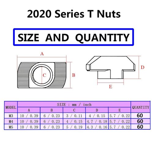 SpzcdZa 2020 Series T Nuts,105pcs M4 Sliding T Slot Nut Hammer Head Fastener Nut Nickel Plated Carbon Steel, M4 Half Round Roll in T-Nut for 2020 Series Aluminum Extrusion Profile