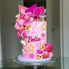 36 PCS Hot Pink Girl Cake Topper Balls Cake Decorations with Pink and Gold Balls Shiny Stars for Wedding Baby Shower Anniversary Girl Birthday Themed Party Supplies (Stars)