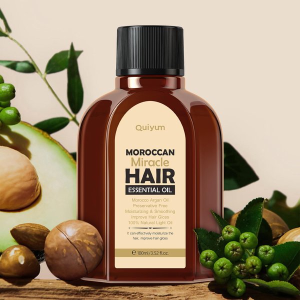 QUIYUM Argan Oil of Morocco Penetrating Hair Treatment Oils, Hair Serum for Frizz Control, Leave-In Hydrating Oil Serum for Dry, Damaged & Coarse Hair, Paraben & Sulfate-Free, 3.52fl.oz