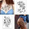 Cerlaza Temporary Tattoos for Women Adults, Flower Fake Semi Permanent Long Lasting Tattoo Stickers, Henna Body Leg Makeup Waterproof Realistic Tattoos Kit-32 Styles on 8 Sheets