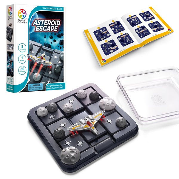 SmartGames Asteroid Escape Travel Sliding Puzzle Game Featuring 60 Challenges for Ages 8-Adult