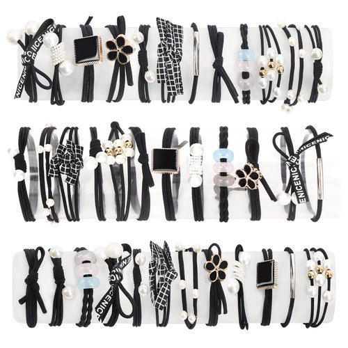 Unaone Elastic Hair Ties for Women Girls, 36 Count Colorful No Damage Rubber Bands, Cute Ponytail Holders for Thin Thick Straight Curly Hair