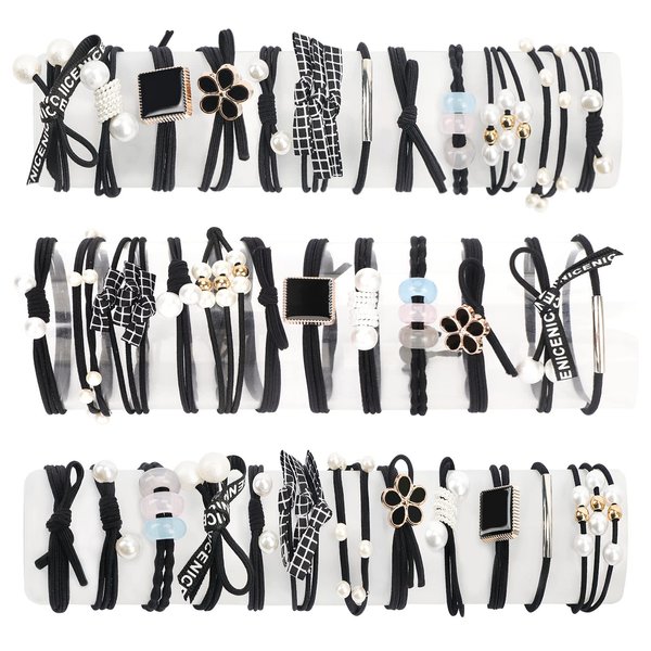 Unaone Elastic Hair Ties for Women Girls, 36 Count Colorful No Damage Rubber Bands, Cute Ponytail Holders for Thin Thick Straight Curly Hair