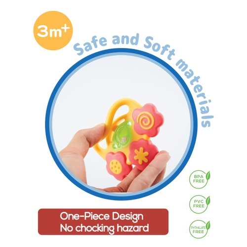 BaBeloved Smiling Face Baby Teething Toys Multiple Texture Sensory Montessori Baby Teether Toys Soft Food-Grade Teethers for Babies Rattling Teething Relief, Chew Toy for Babies 0-12 Months, BPA Free