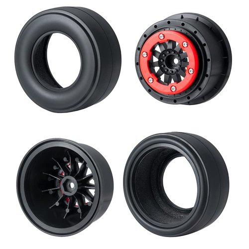 WEFEINO 2Pcs Rear 2.2/3.0" Drag Racing Wheel Tires for 1:10 22S No-prep Drag Racing RC Car Short Course Slash