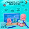 Crochetta Crochet Kit for Beginners, Amigurumi Crocheting Animals Kits w Step-by-Step Video Tutorials, Knitting Starter Pack for Adults and Kids, Jumbo 2 Octopus Familly (40%+ Yarn Content)