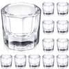 12 Pieces Nail Dappen Dishes Acrylic Nail Monomer Liquid Dishes Nail Glass Cups Powder Dappen Dishes Nail Polish Crystal Bowls Nail Clear Holders for Nail Extension Supplies