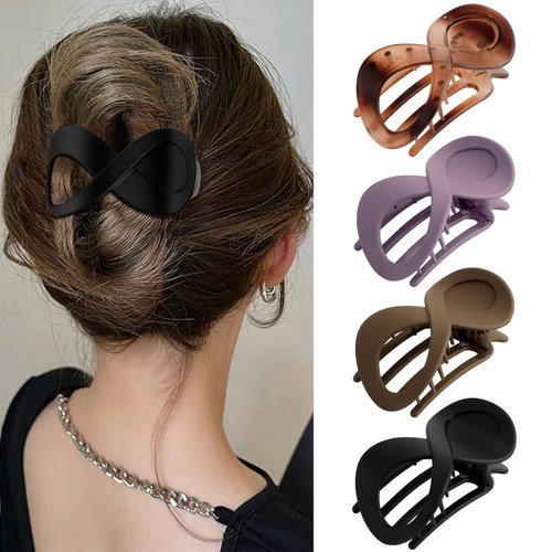 Velscrun 4Pcs French Concord Hair Clips Matte Acrylic Curved Hair Claw Clips Thick Hair Flat Alligator Hair Clips Strong Grip Hair Banana Barrettes for Styling Hair Accessories for Women and Girls