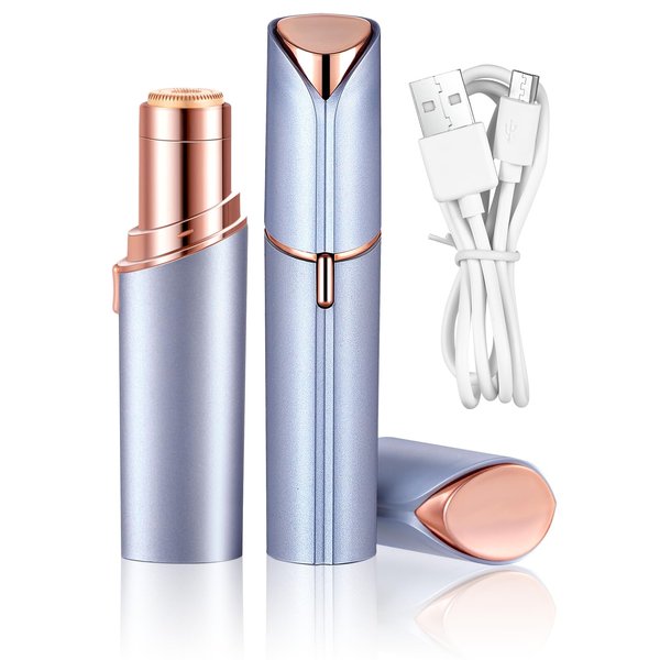 Facial Hair Removal for Women Painless Hair Remover, Waterproof Shaver Razor Hair Remover with LED Light for Face Bikini Peach Fuzz Upper Mustache Lip Chin (Blue)