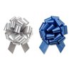 Christmas Hannukah Gift Wrap- Royal Blue & Gold, Silver or White Satin Pull Bows Value Pack - 12 Pcs (Royal Blue & Silver)