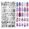 JERCLITY 6pcs 4th of July Nail Stamping Plates Independence Day Nail Stamping Kit Patriotic American Flag Stars Statue of Liberty Image Plates Nail Art Design Template Print Nail Stamper Kit for Women