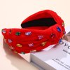 Jeweled Knotted Headband for Women Crystal Embellished Soft Flannel Hairband Women's Fashion Headbands Hair Accessories (Red)
