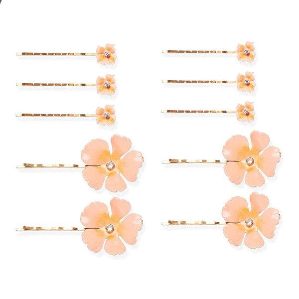 Fodattm 10PCS Fashion Flower Bobby Pin Hair Clips Wedding Bride Metal Hair Pins Side Clip for Women Lady (Pink)