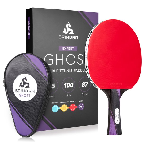 Spindra Ghost Ping Pong Paddles | Professional/Expert Table Tennis Paddles with Carbon Fiber & High-Performance Rubber to Master Your Game