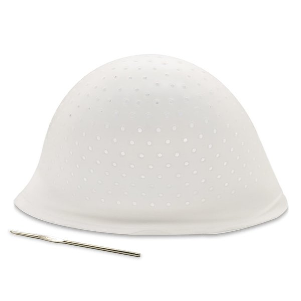 Holes Open Silicone Highlight Hair Cap Punched Hair Highlighting Cap Reusable Frosting Cap Highlights Caps for Hair Dyeing DIY Hair Color Salon Highlighting Cap with Hook Kit