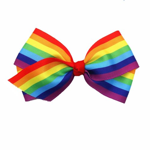 2 Pcs Rainbow Hair Clips Hair Bow for Women Girls Rainbow Hair Accessories Pride Day Hair Accessories Rainbow Hair Clips，Ribbon Hair Clip，Clips and Barrettes (4Inch Rainbow)