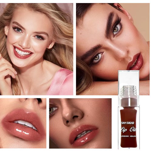 Flanoid Hydrating Lip Oil Tint, Plumping Lip Gloss Tinted Lip Balm Transparent Toot Lip Oil, Long-Lasting Moisturizing Lip Glow Oil Non-sticky Korean Lip Tint Stain Lip Color Makeup (#Jam, 1pc)